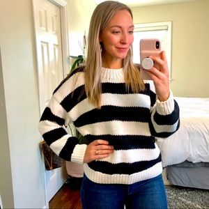 H&M Women’s Stripe Cotton Knit Sweater X - Small